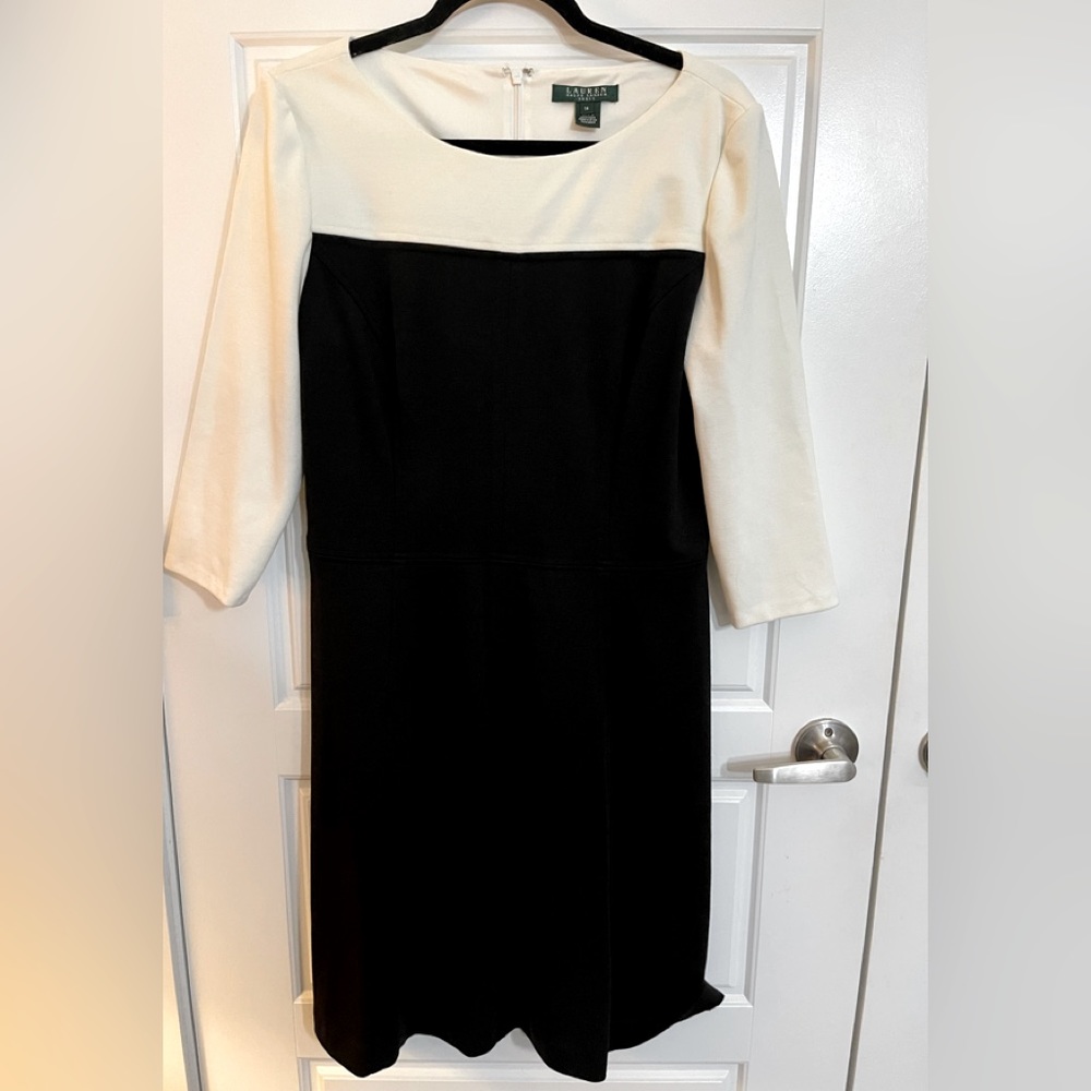 Lauren Ralph Lauren Long Sleeve Color Block Dress *